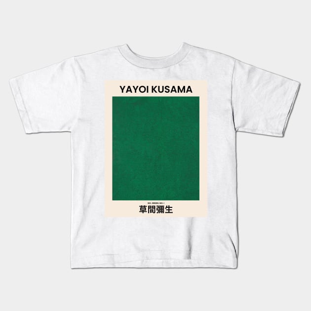 Yayoi Kusama Green Infinity Nets No 1 Kids T-Shirt by VanillaArt